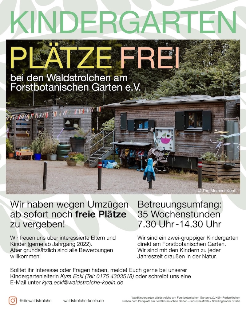 Wir haben wegen Umzügen ab sofort noch freie Plätze zu vergeben!